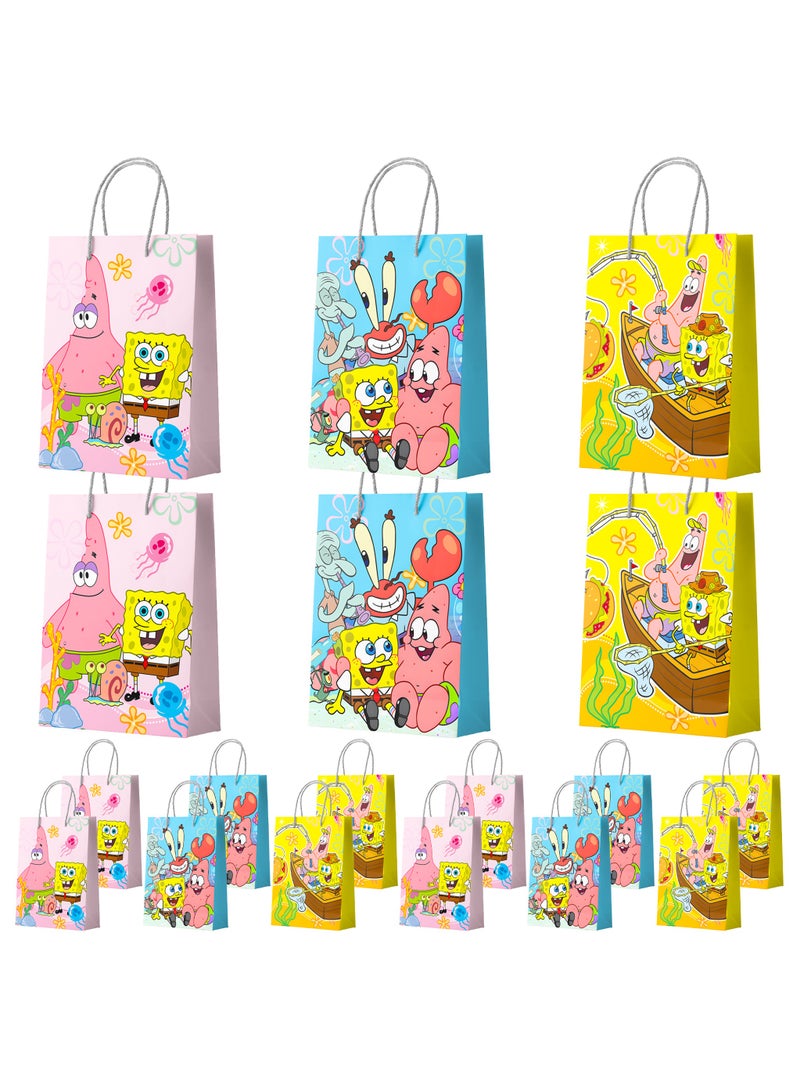 ILovhaprty SpongeBob Party Gift Bags, 15 Pcs SpongeBob Favor Bags for Birthday Party SpongeBob Favor Bags Candy Bags SpongeBob Paper Bags SpongeBob Theme Birthday Party Decoration Supplies - Image 1